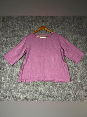 notPERFECTLINEN Mauve-Purple Linen Scoop-Neck Tunic